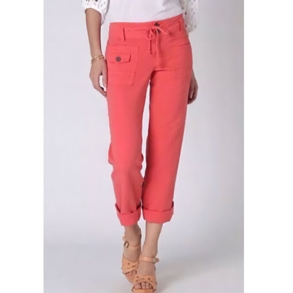 NWT Anthropologie heihei Woman’s Red/Rouge (Coral) Linen Blend Casual Pants
